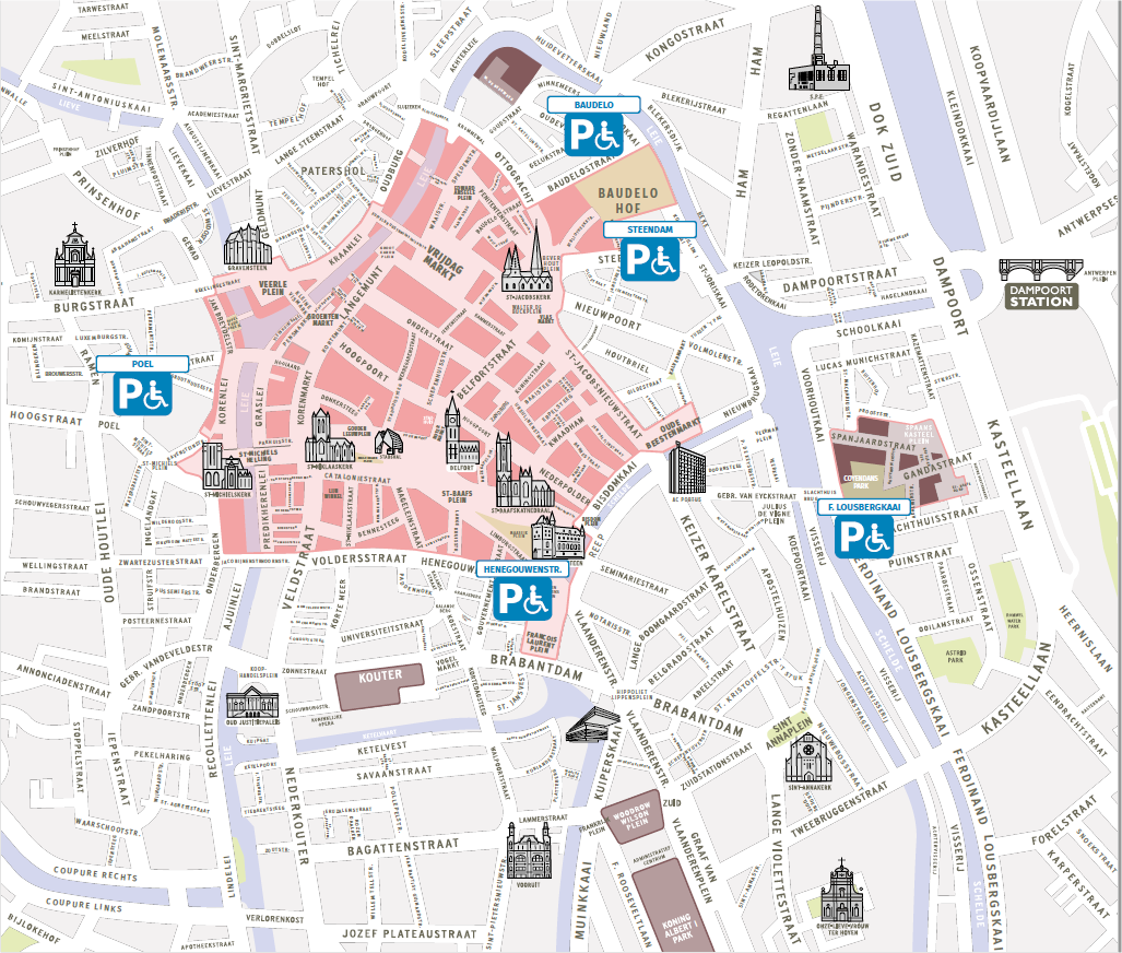 kaart met de extra parkeerplaatsen voor personen met een beperking